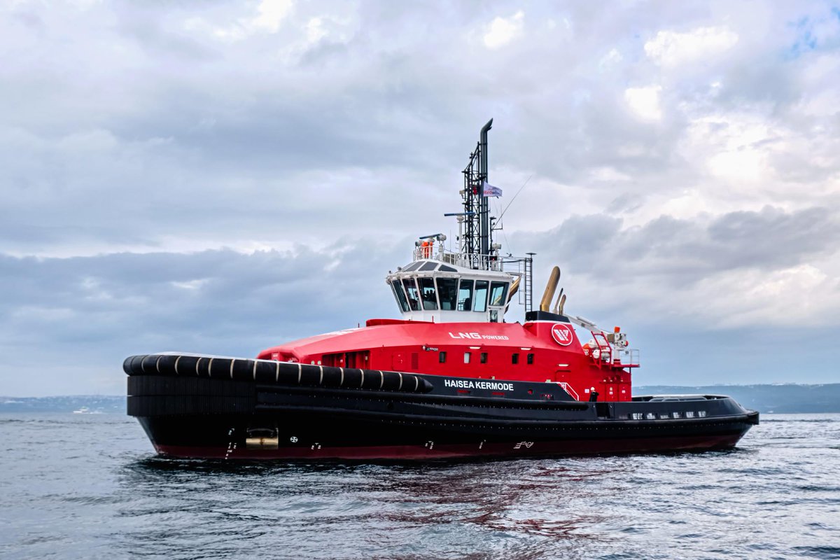 👀 Sneak Peek 👀 The HaiSea Kermode, HaiSea Marine's first dual-fuel escort tug, is on its way to the West Coast! Designed by Vancouver's own @RobertAllanLtd, the 40m long tugboat will be arriving in #Vancouver in early February. @lngcanada @Haisla_Nation @FNLNGAlliance