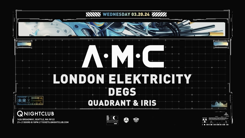 Tickets are NOW ON SALE for A.M.C, @londonelek, @degsmusic, and more at Q Nightclub on March 20th! Get your DnB fix and don't miss your chance to see these incredible artists in Seattle.
🎫 tinyurl.com/mr443b8m