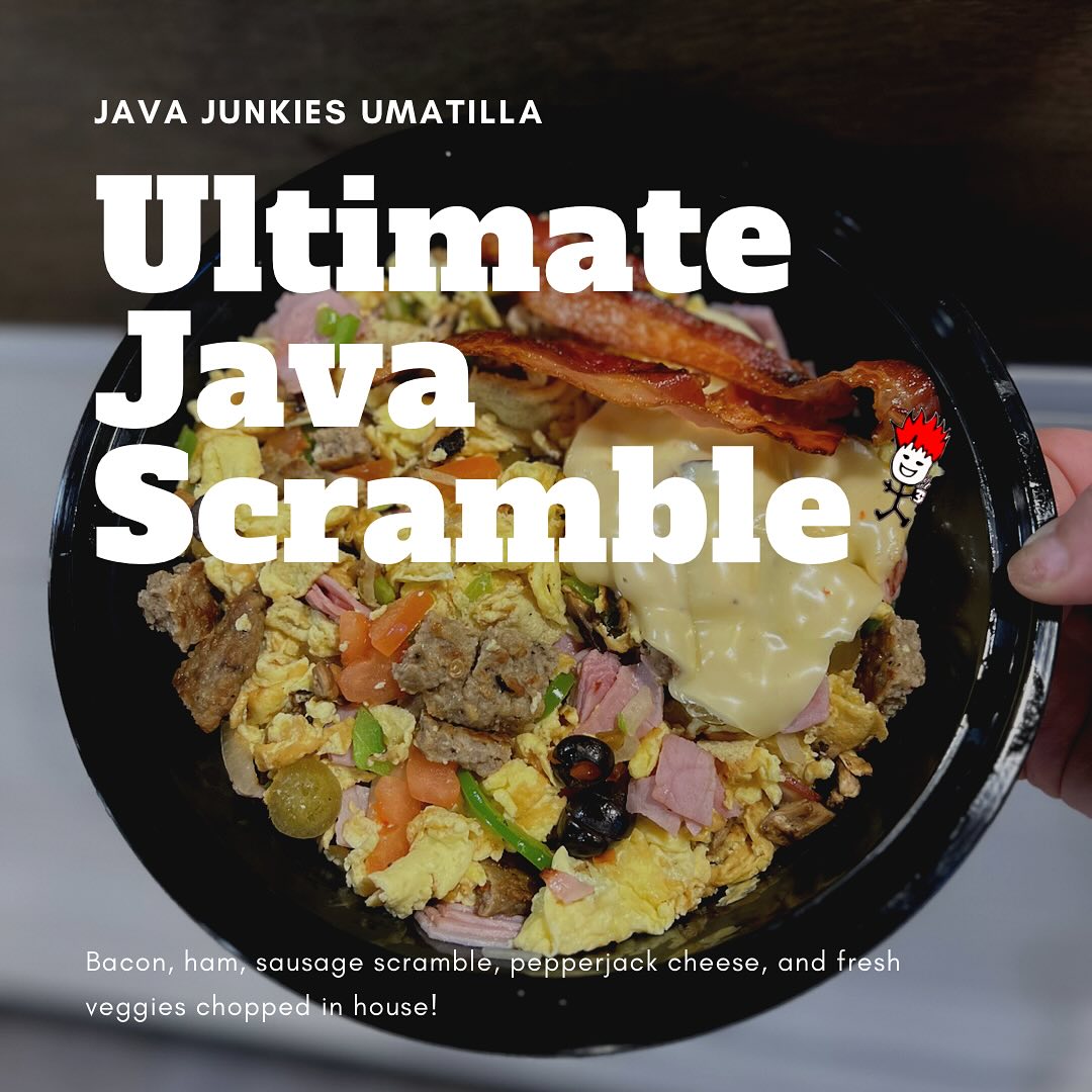 CCSleeves's tweet image. "You know what they say, breakfast is the most important meal of the day! Start your day off with an ultimate java scramble 🍳" - Java Junkies
#javajunkies #umatillaor #breakfast #breakfastscramble #eggs #shopsmall #supportsmallbusiness #ccsshoutouts #weloveourcustomers