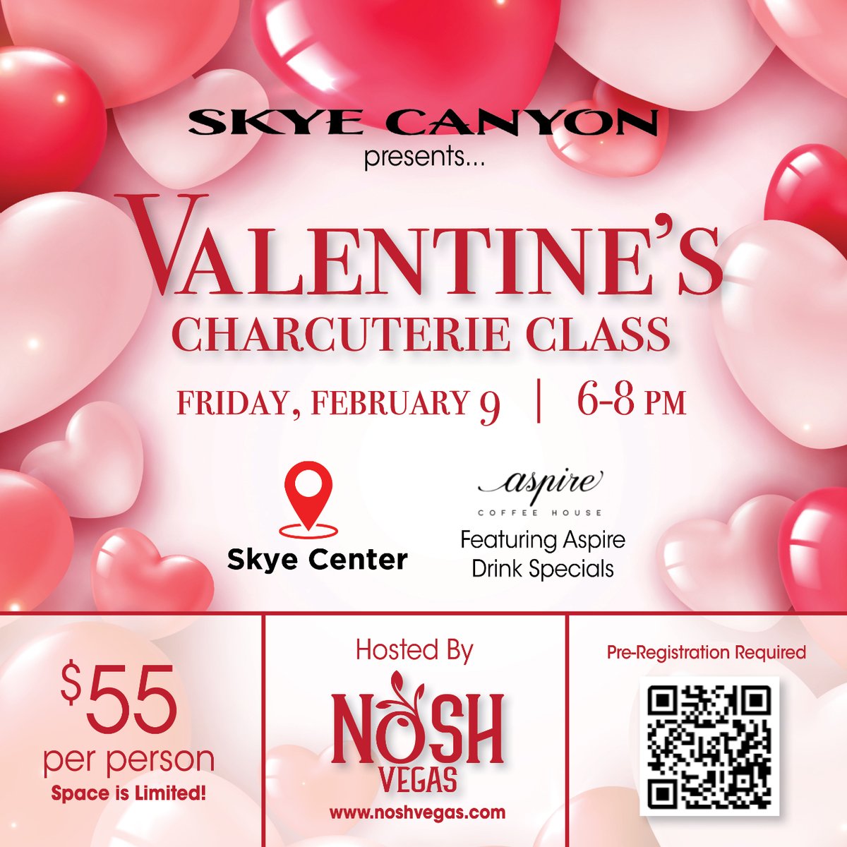Indulge in love and flavor at Skye Canyon's Valentine's Charcuterie Class on February 9th hosted by Nosh Vegas. ❤️ 

🗓️ Registration closes on Feb 2nd. Reserve your spot now
i.mtr.cool/nibkhvweuh