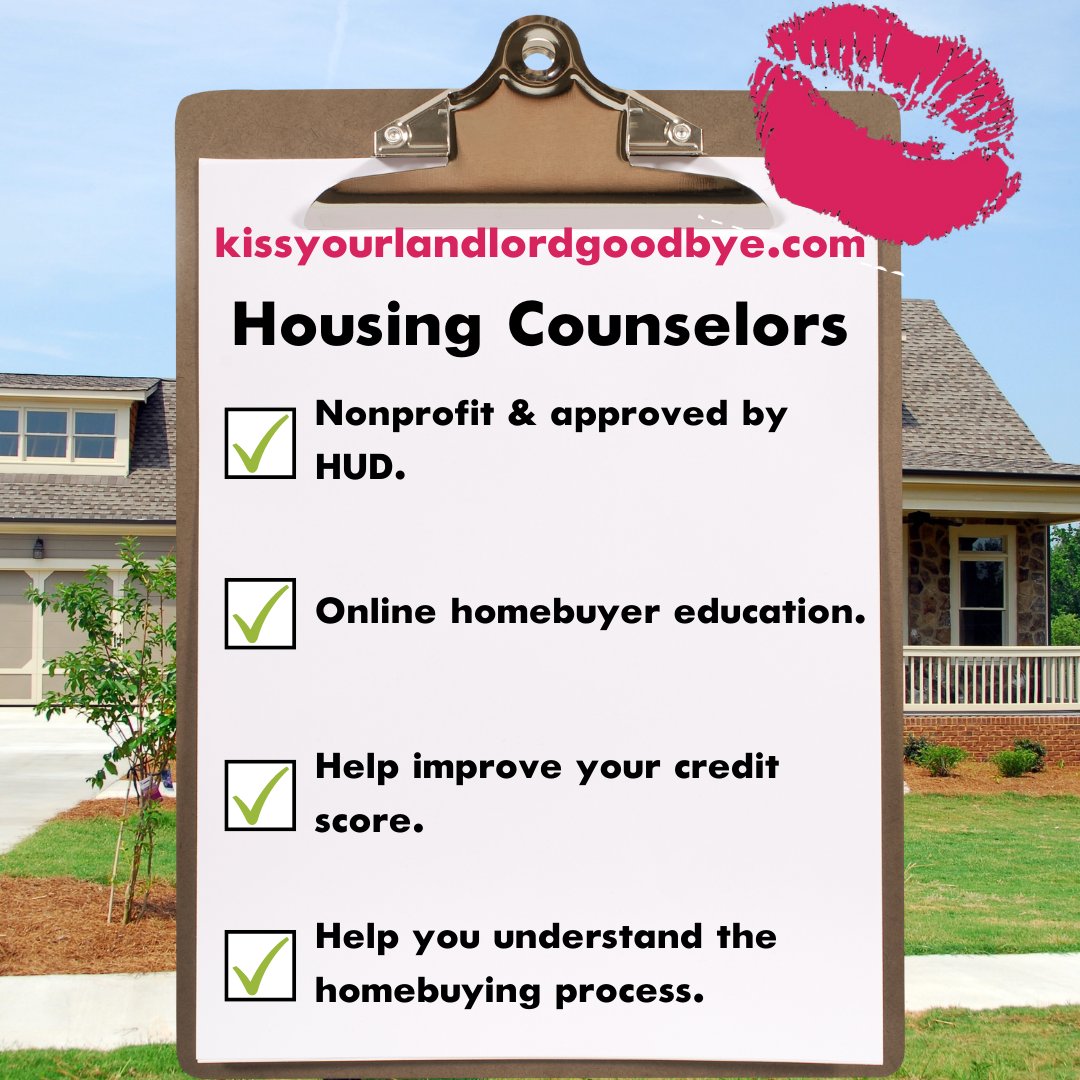 Looking to buy a house soon? Visit kissyourlandlordgoodbye.com/housing-counse… for a list of nonprofit housing counseling agencies. These agencies can help you understand the homebuying process and improve your credit score. Make an appointment and get started today!