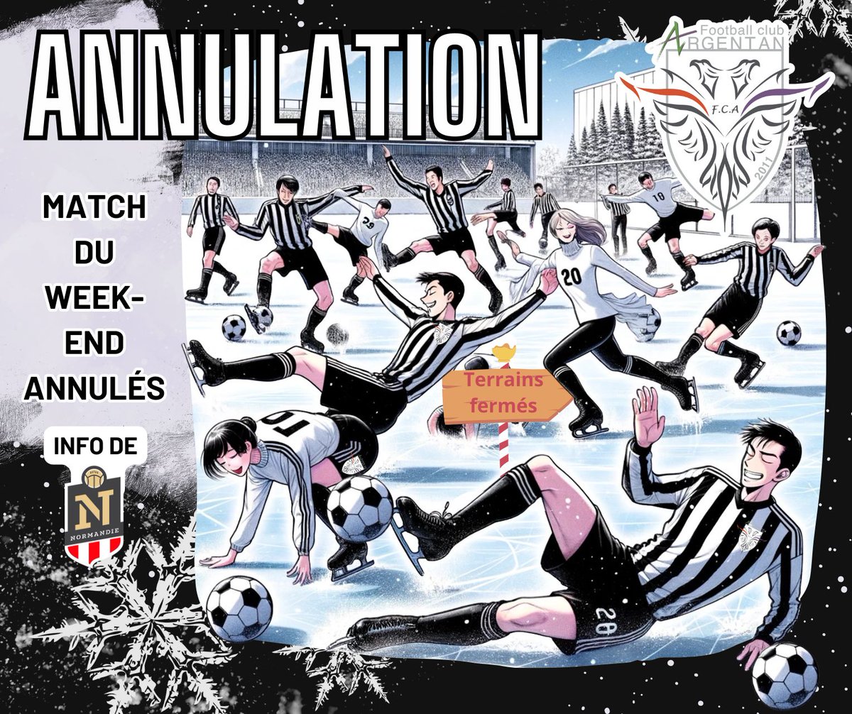 Annulation des Matchs de ce Week-end

Matchs maintenus :

Compétition Futsal du District pour les U14 à Messei (13H30)
    
Challenge U13 pour les U13 B à Alençon (13H45)
   
Challenge U13 pour les U12 A à LA Ferté Macé (14h00)