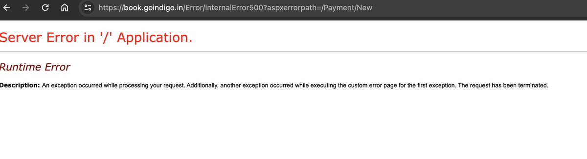 cpsudhar's tweet photo. @IndiGo6E This is the error page https://t.co/fjMtrkowbN