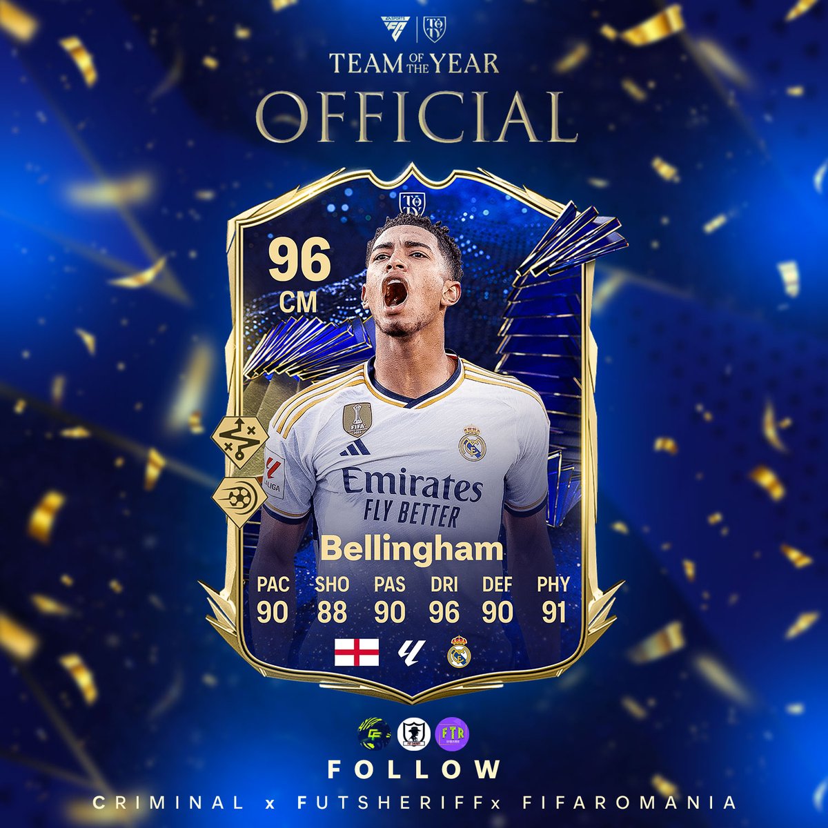 FutSheriff's tweet photo. 🚨Bellingham🏴󠁧󠁢󠁥󠁮󠁧󠁿OFFICIAL STATS &amp; PLAYSTYLES 🔥🔥🔥🔥🔥🔥🔥

What. A. Card. 😍🔥✅

Make sure to follow @FutSheriff @fifa_romania @Criminal__x !
#fc24 https://t.co/76fLoWZhn1
