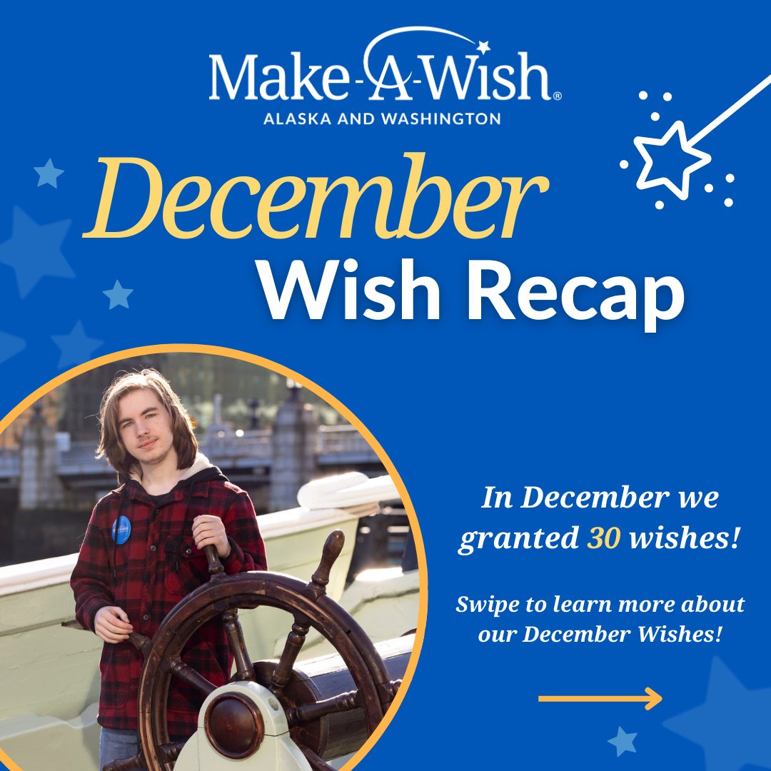 MakeAWishAKWA's tweet photo. Thanks to your amazing support and generosity, we granted 30 wishes in December! 🌟 Swipe through our post to discover more about the heartwarming wishes we were able to fulfill last month!👉 https://t.co/OlskGP3pBL