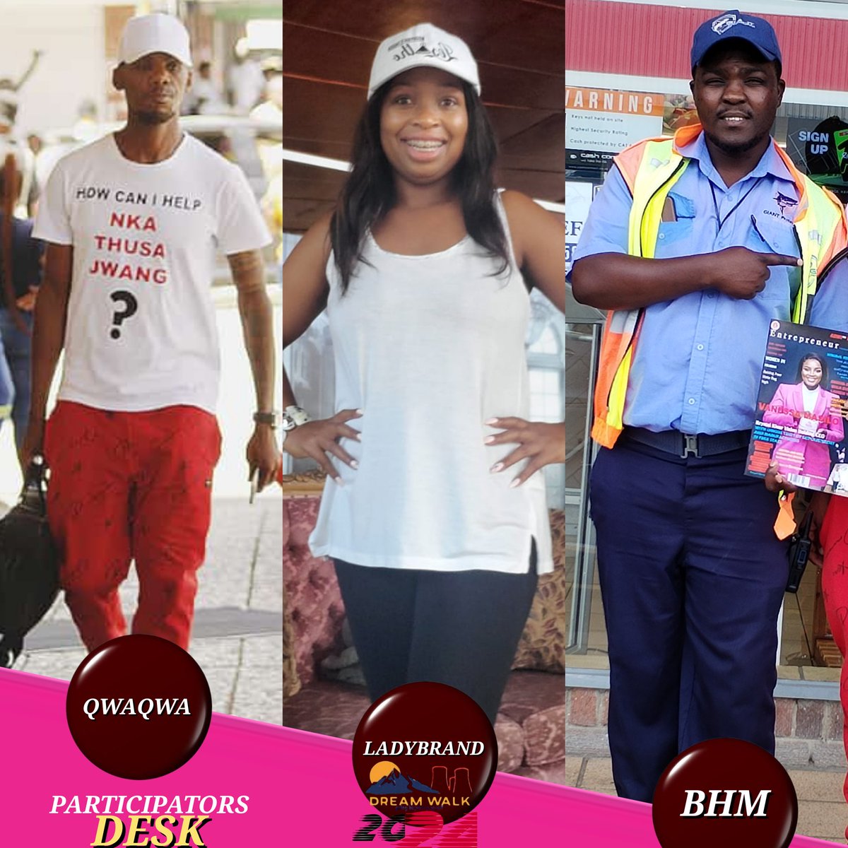 WalkEvents's tweet image. Trying Is All We Have In Our Hands, And We Are Just Doing The Best We Can.

357km Distance Walk From Qwaqwa To Bloemfontein Literally on Foot Over 12Days.

DREAMWALK EVENT 2024

Brought To You By:

How Can I Help/Nka Thusa Jwang? FOUNDATION