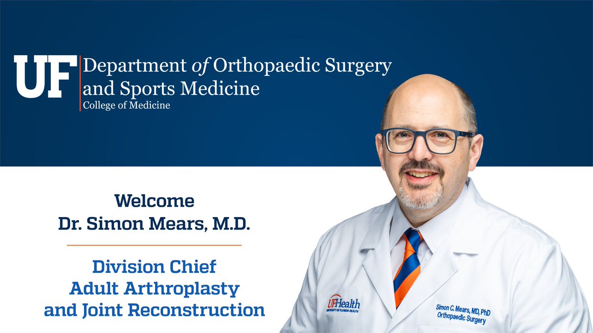 Dr. Simon Mears joins #UFOrtho. He's board certified by the American Board of Orthopaedic Surgery. He specializes in hip and knee replacements, including both primary and revision surgery.
ortho.ufl.edu/simon-mears