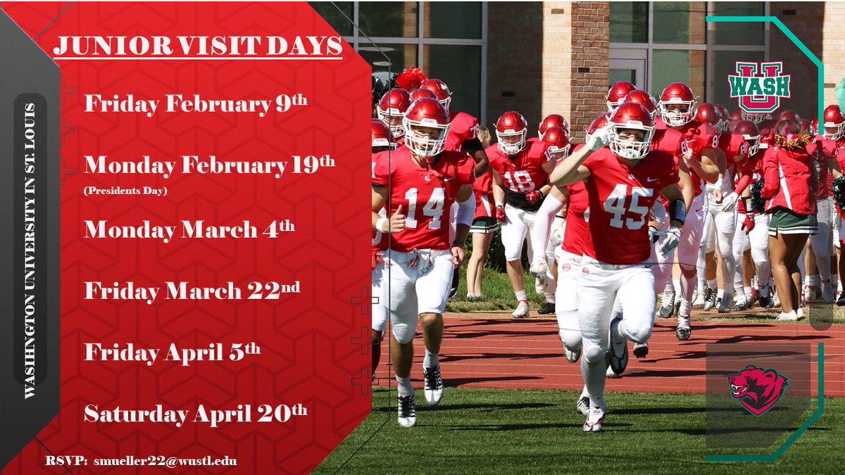 Class of 2025, great opportunities to visit <a href="/washufootball/">WashU Football</a> and @WUSTL.  A world class education in one hand and championship football in the other.  RSVP now before spots fill up!