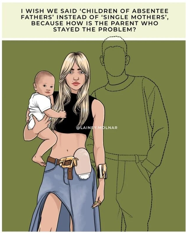 Get rid of the men.

Demonise him in family court.

Stop him seeing his kids.

Block him out of their lives.

Charge him more child support than he can afford.

Lie to the kids about where he went.

Then blame the men for not being there.