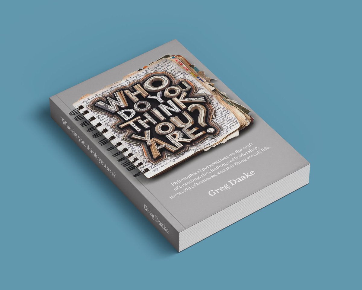 Daake's tweet image. Hey, my new book is out and for sale. It’s just 750 pages of ideas, quotes and philosophies on branding, business and more. It’s basically a $24.99 agency-life coach. That’s 3¢ per nugget of wisdom from about 30 years in this industry. 

amazon.com/Who-You-Think-…