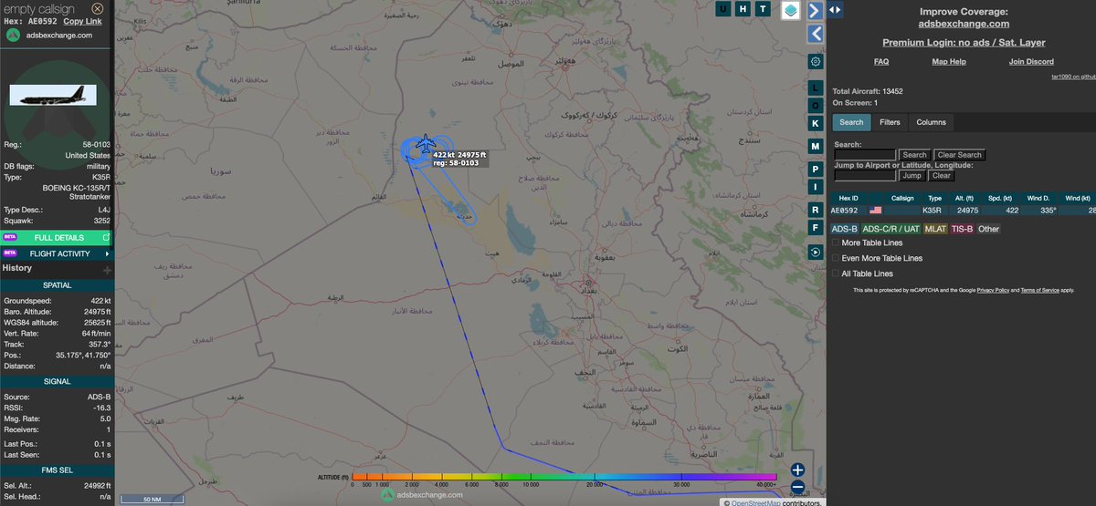 no_itsmyturn's tweet photo. #USAF 🇺🇸 KC-135R #Tanker (58-0103 | AE0592) on AAR mission near Al Qaim, border of Syria 🇮🇶 / Iraq 🇮🇶 https://t.co/Bs1Uik5AKq