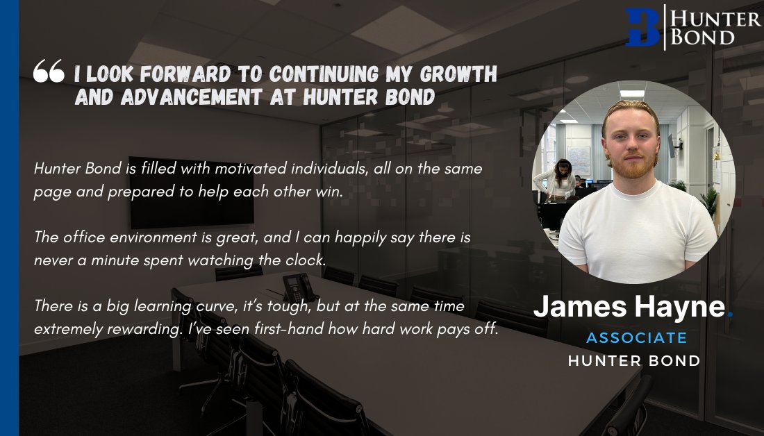 It's great to see James Hayne providing valuable feedback after becoming a part of the Hunter Bond team. If you're interested in joining the Hunter Bond team, send your CV to👉 Careers@hunterbond.com