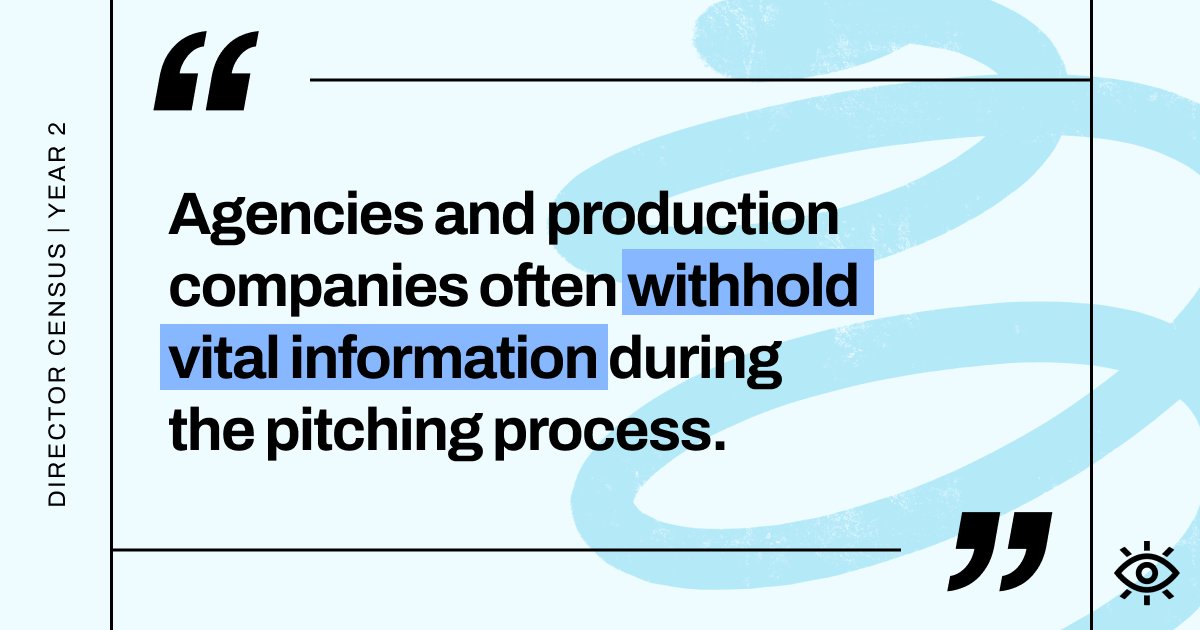 In a better world, agencies & production co.s would provide honesty about if directors are acting as check bids, explanations for cancellations & feedback when pitches don’t win. Full report & suggestions for industry transparency 👉bit.ly/3NXcXZw #FTWCensus #FREETHEWORK