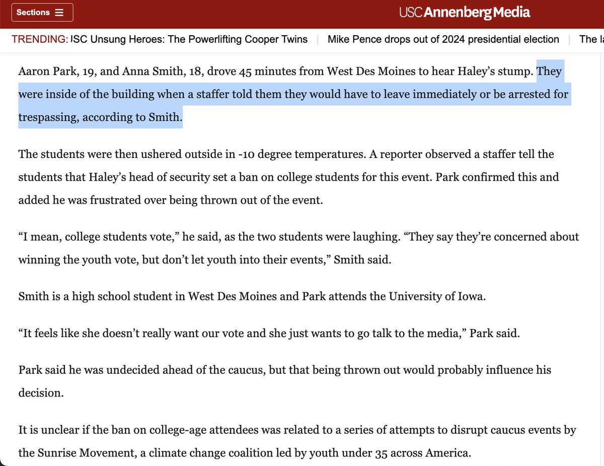 Nikki Haley is so afraid of Sunrisers that she’s kicking out undecided young Republicans from her events