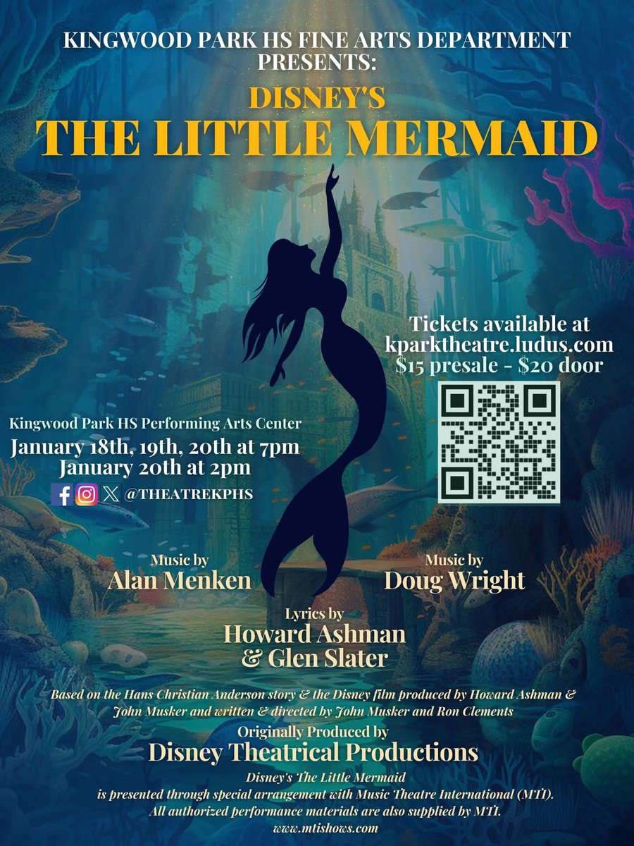 The <a href="/HumbleISD_KPHS/">Kingwood Park HS</a> &amp; <a href="/HumbleISD_Arts/">Humble ISD Fine Arts</a> programs are proud to present Disney’s The Little Mermaid! The show opens tonight &amp; runs through Saturday, January 20th! You can purchase tickets at kparktheatre.ludus.com
Come support our <a href="/HumbleISD/">Humble ISD</a> students at Kingwood Park High School!
