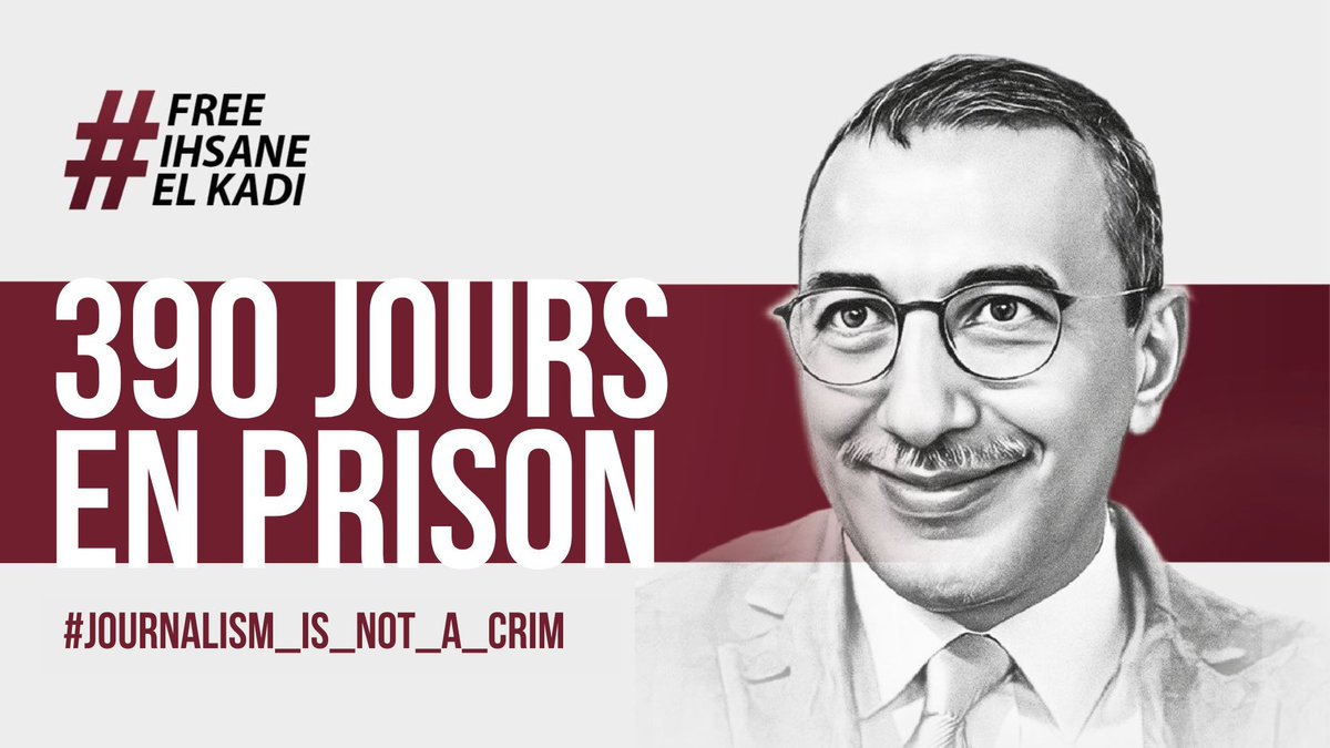ekisolidaires's tweet photo. Le journaliste et directeur de  @RadioMPost et @maghrebemergent, @ElkadiIhsane, est en détention depuis 390 jours.

Plus d’une année d’injustice qui ne le servent ni lui ni son pays.

🇩🇿
#JournalismIsNotACrime https://t.co/RgyuvX9THF