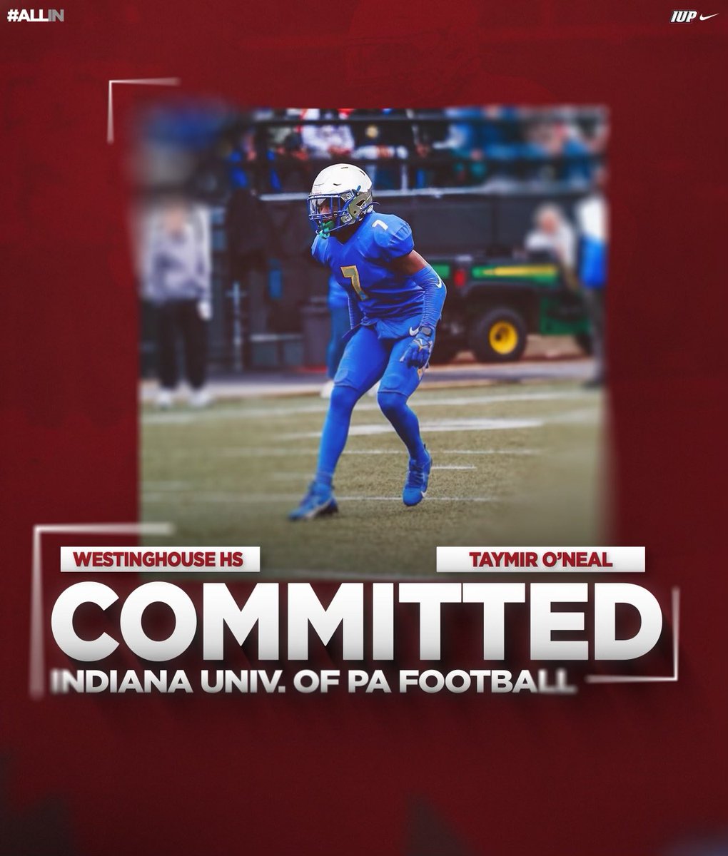 Taymir O’Neal🥷🏾💫 (@oneal_taymir) on Twitter photo 2500% committed to <a href="/IUPfootball/">IUP Football</a> ‼️
<a href="/Paul_Tortorella/">Paul Tortorella</a> <a href="/J_SmithIUP/">Jim Smith</a>
<a href="/WHCoachGreen/">Coach Green</a> <a href="/CoachCowart1/">@CoachCowart</a> @Evolve2tenths <a href="/210ths/">2Tenths Speed & Agility</a> <a href="/PA_TodaySports/">PA Today</a> <a href="/PrepRedzonePA/">Prep Redzone Pennsylvania</a> 2500% committed to <a href="/IUPfootball/">IUP Football</a> ‼️
<a href="/Paul_Tortorella/">Paul Tortorella</a> <a href="/J_SmithIUP/">Jim Smith</a>
<a href="/WHCoachGreen/">Coach Green</a> <a href="/CoachCowart1/">@CoachCowart</a> @Evolve2tenths <a href="/210ths/">2Tenths Speed & Agility</a> <a href="/PA_TodaySports/">PA Today</a> <a href="/PrepRedzonePA/">Prep Redzone Pennsylvania</a>