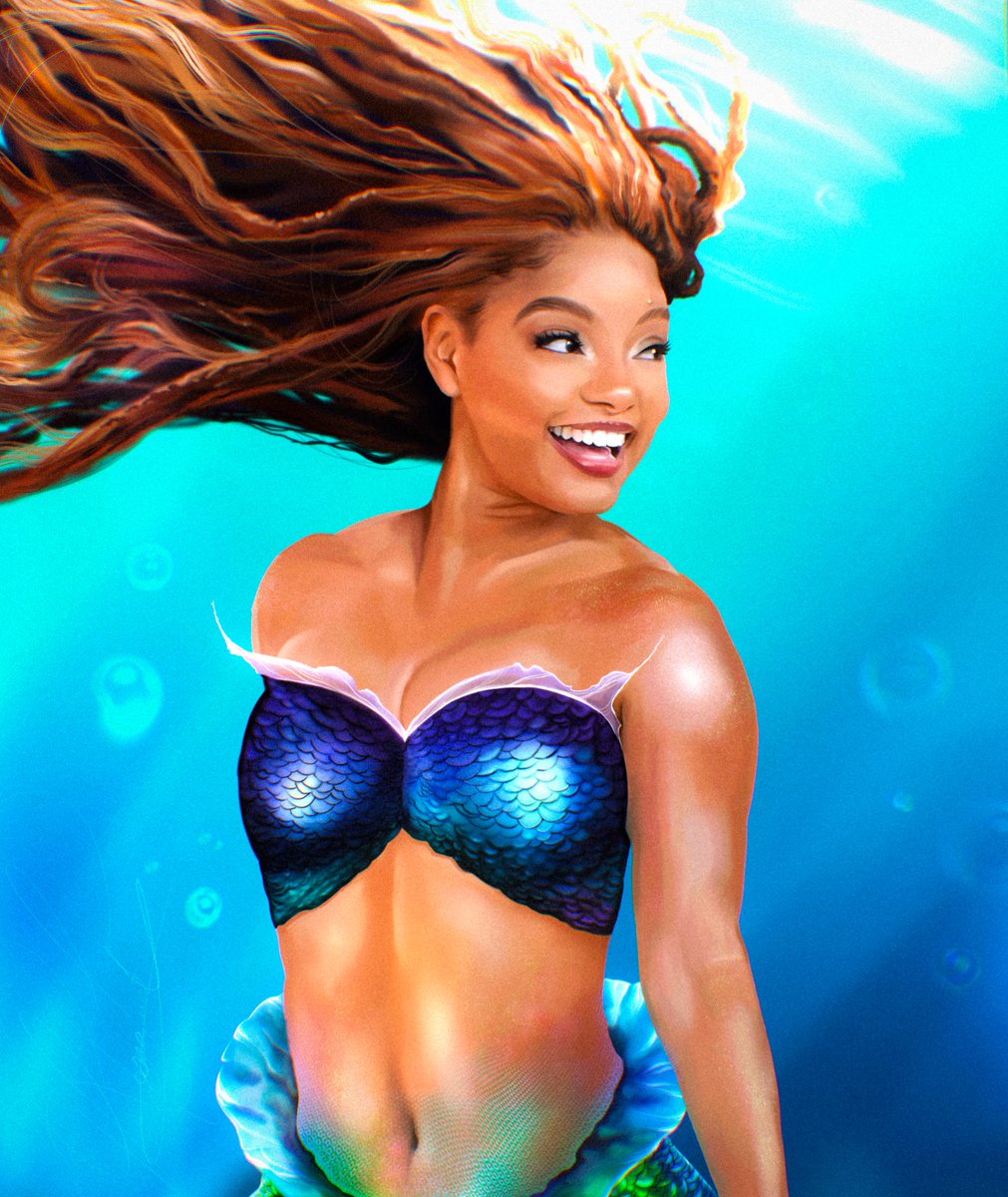 rosaapaints's tweet photo. 🐚  🌊 @HalleBailey 

#thelittlemermaid #Disney #digitalpainting #realism https://t.co/274v1GotLz