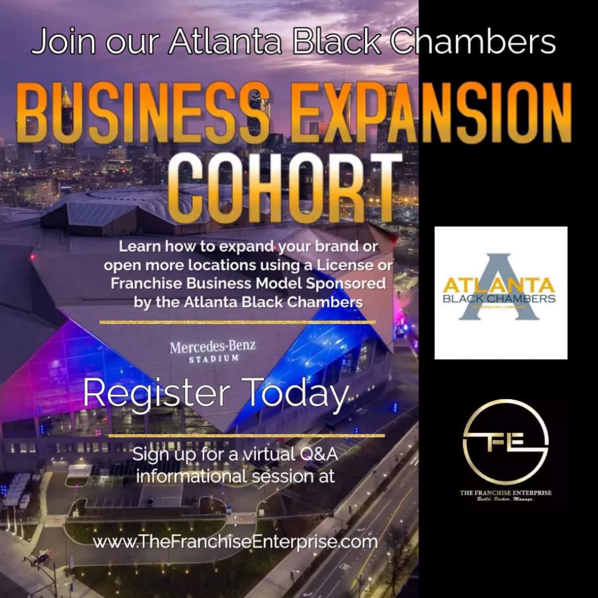 Exciting News for Atlanta Businesses! 🚀 Join the Business Expansion Cohort sponsored by The Atlanta Black Chambers and The Franchise Enterprise Group. Unlock growth opportunities, network with industry leaders, and take your business to new heights. Apply now! #AtlantaBusiness