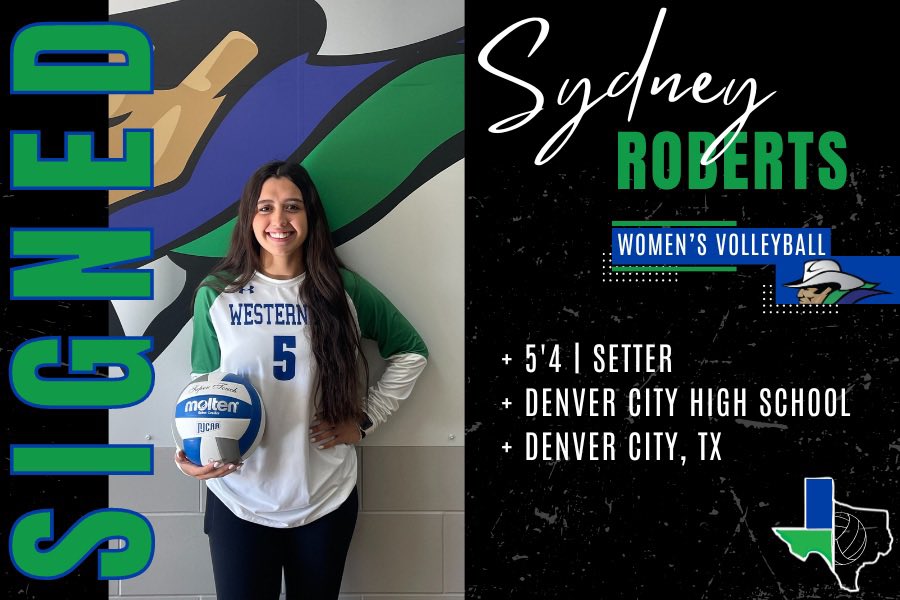 wtc_volleyball's tweet photo. Sydney Roberts is officially a Westerner 🤠 

We can’t wait to have you a part our program this Fall 🏐💙

@SydneyLrobs https://t.co/ifORiSqKUG