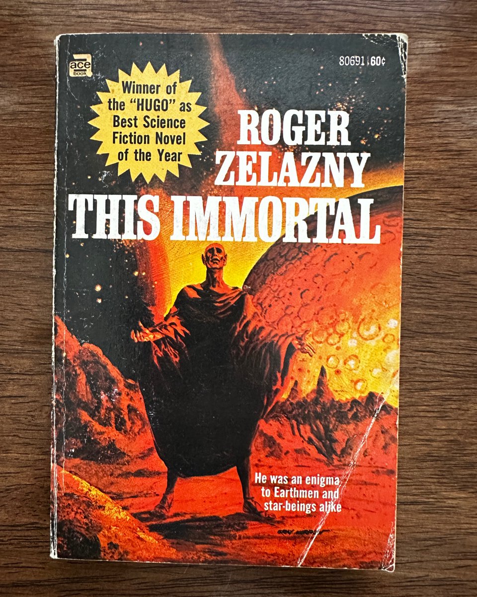 This is my copy of the Hugo Award winning novel This Immortal by Roger Zelazny. This is an Ace Paperback with a 60 cent cover price. This came out of my late father's collection. This copy is mid 1960s.

#ScienceFiction #HugoAward #SciFi #Paperback