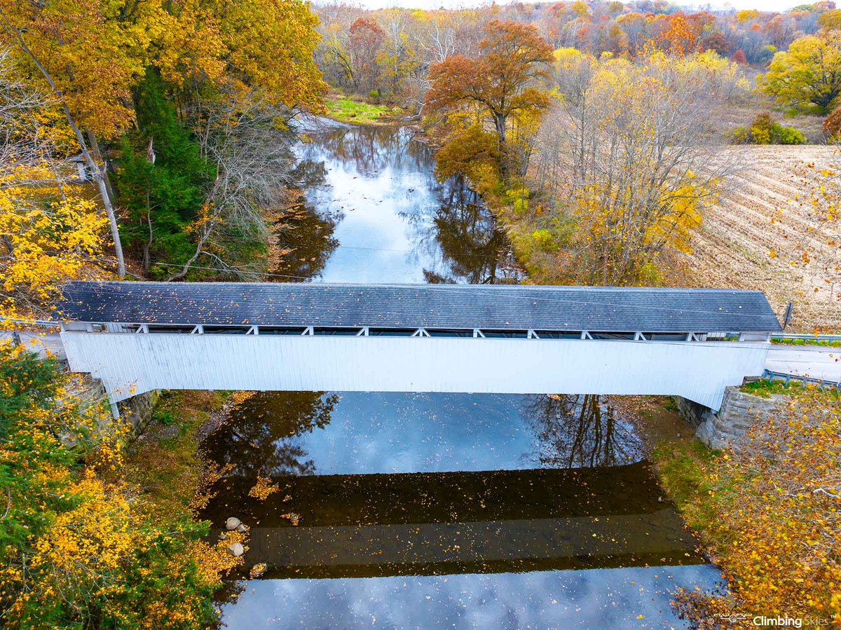 A different view of Banks Covered Bridge crossing the Neshannock Creek, situated in Wilmington Twp, PA. Built in 1889. Banks Covered Bridge was placed on the National Register of Historic Places.
#photography #lawrencecountyPA #coveredbridge #nrhp #autumncolors #climbingskies
