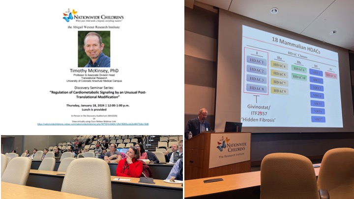 A great research seminar given by Dr. Tim Mckinsey AT NCH today! Really mind blowing! A perfect example of how research is driven forward from basic scientific discoveries to novel therapeutics! Love it!