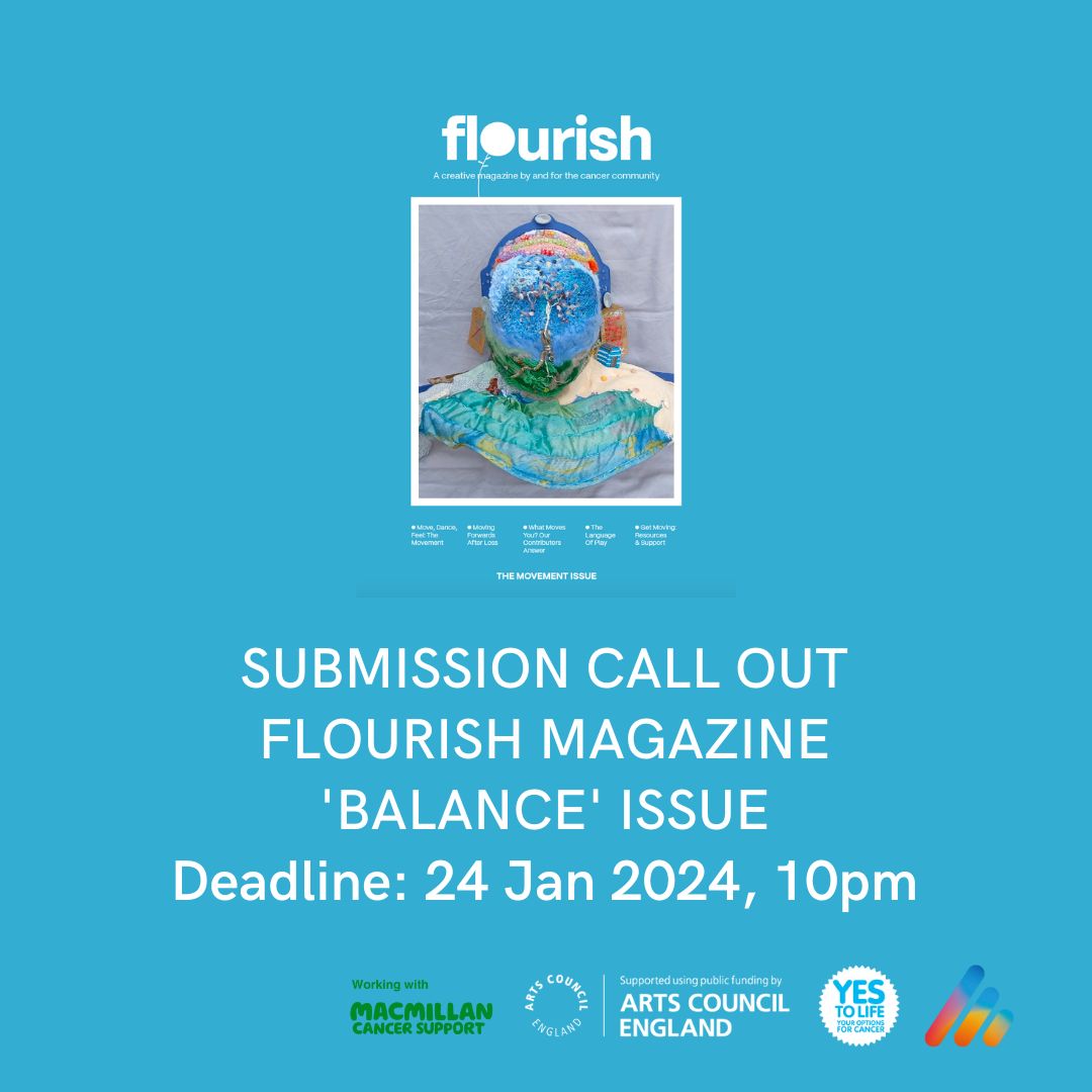 Flourish, the magazine by and for the cancer community, have launched an open call for submissions for the free print &amp; digital magazine. Open to those affected by cancer, either themselves or through loved ones, inviting contributions of art &amp; more.  

👉 l8r.it/WnDM