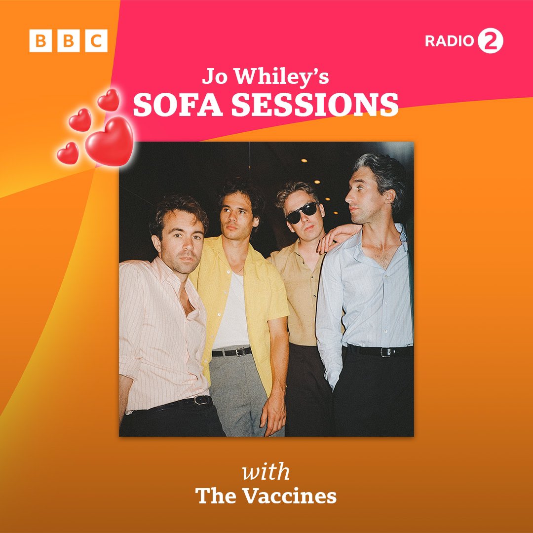 thevaccines's tweet image. this is your 1 hour warning!! tune in to @BBCRadio2 tonight at 8pm for our sofa session at maida vale with @jowhiley ! enjoyyyy ❤️‍🔥