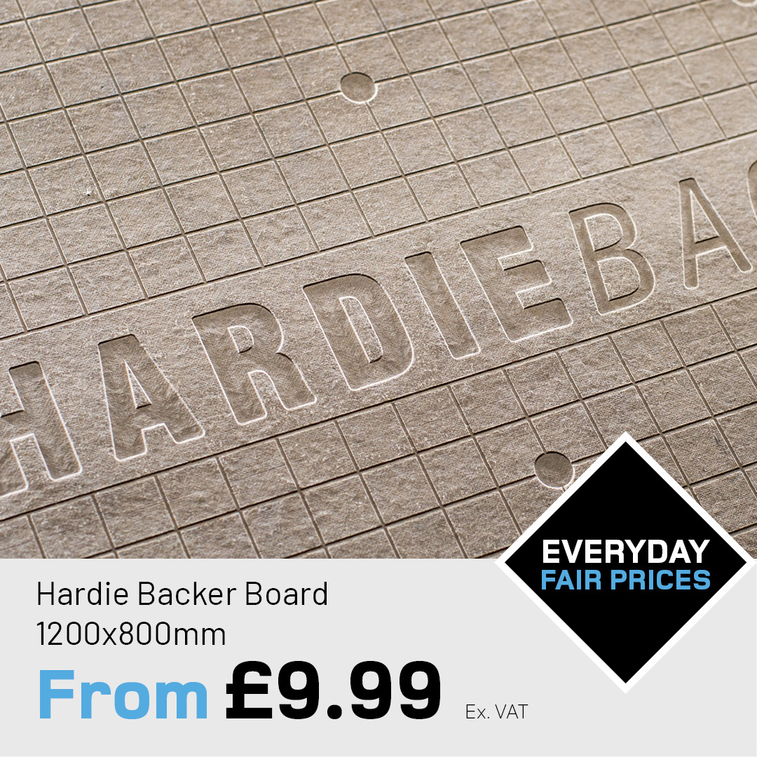 Make installation easier with Hardie Backer Board! 👍 Now from £9.99 ex vat. Shop now > loom.ly/uSrKye4
#everydayfairprices #tilingessentials #tilingsupplies

✔️ Easy to cut, just score and snap
✔️ Clean cuts 
✔️ Less dust and debris when cut