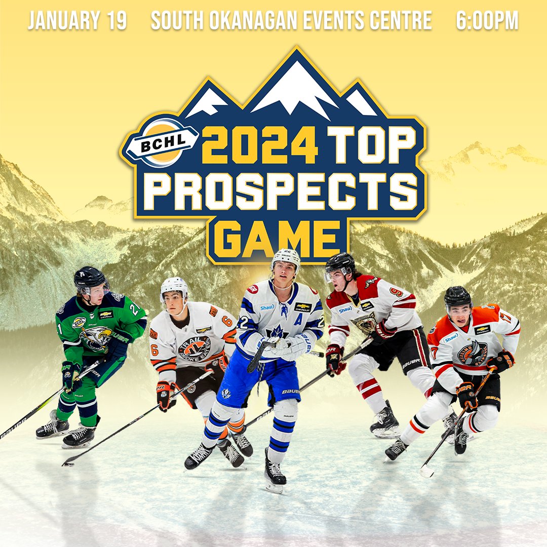 BCHockeyLeague's tweet photo. Get your tickets now! 

The BCHL Top Prospects Game is tomorrow night! The action starts at 6pm at the SOEC in Penticton. Tickets just $10 for adults, $5 for youth and FREE for kids 12 and under.

TICKETS: https://t.co/R6llIxZAq2 https://t.co/PGTC1HQBOZ