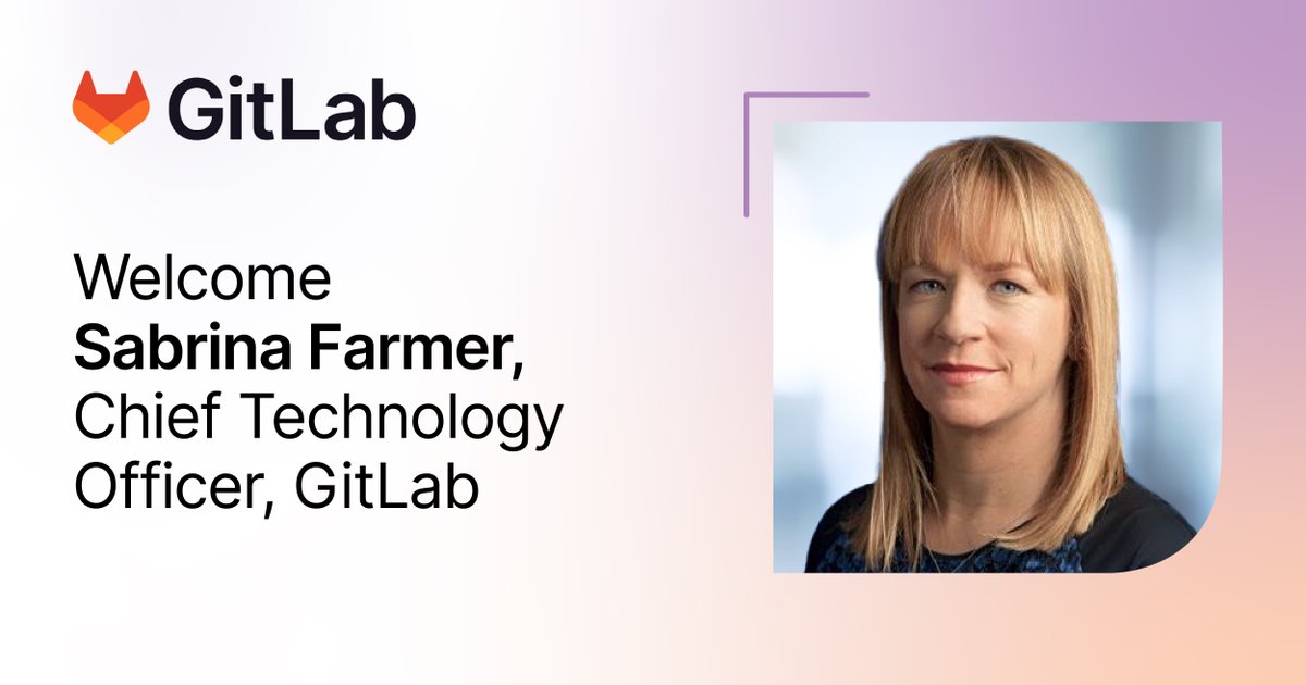 gitlab's tweet photo. Meet our new CTO, Sabrina Farmer. Sabrina brings 20 years of experience leading systems engineering and infrastructure development teams at Google, where she was directly responsible for all of Google's billion-user products and infrastructure. 

https://t.co/YlIuRNsEQE https://t.co/Q4C1LX4RE1