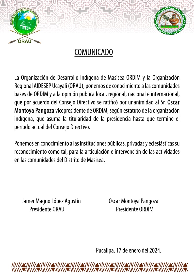 〽️ COMUNICADO A LA OPINIÓN PÚBLICA !! @aidesep_org @coicaorg