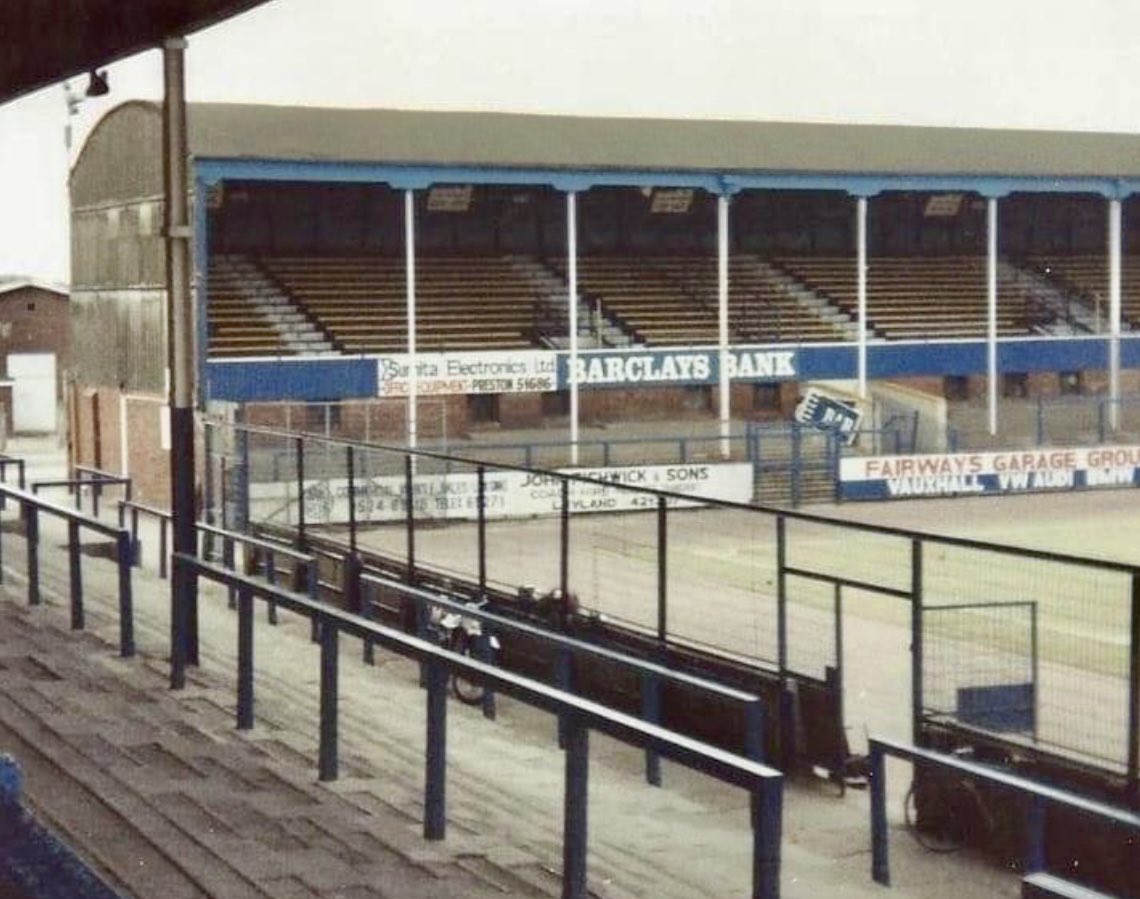 NowtbutaLad's tweet photo. Corner of Deepdale, home of #Preston North End #Football Club, pictured about forty years ago (I think). @tnbfanzine @blogpreston #Lancashire https://t.co/dVdbmfzfD7