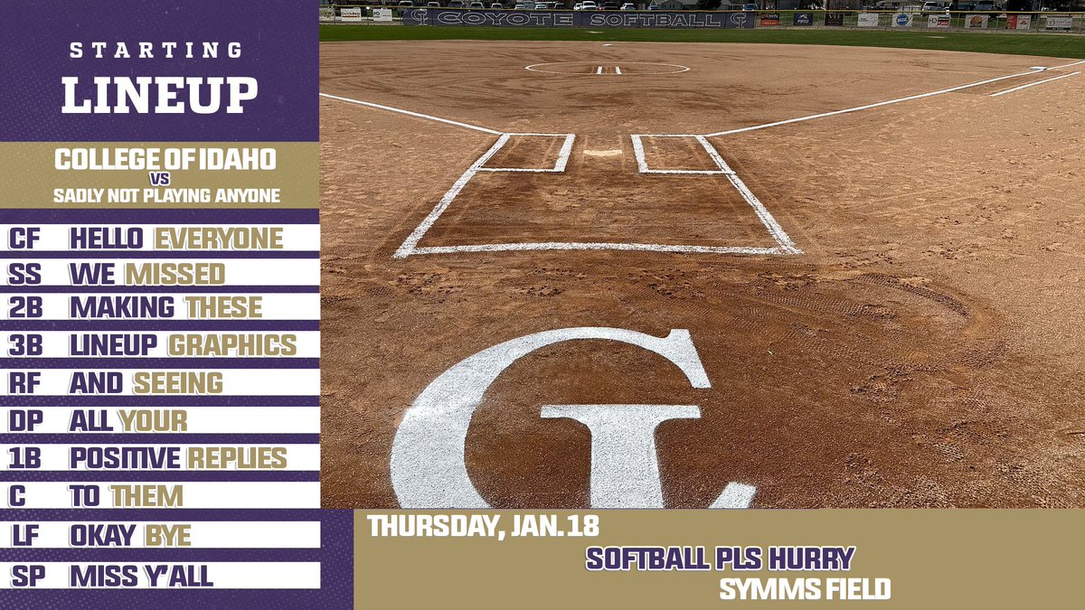 YoteAthletics's tweet photo. We are just a few days away but wanted to give you a glimpse of today's starting lineups for @YoteSoftball - inspired by the @Reds.  #ComeWinWithUs https://t.co/r0VJyWcLmG