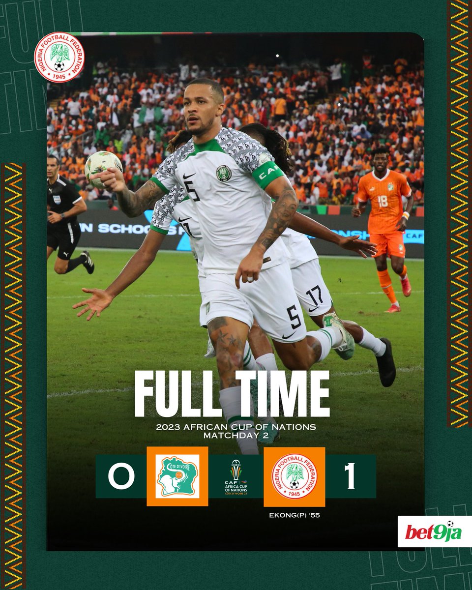 FT in Abidjan. We stay humble in victory, staying focused. Thank your for your believe and support. #soarsupereagles #letsdoitagain