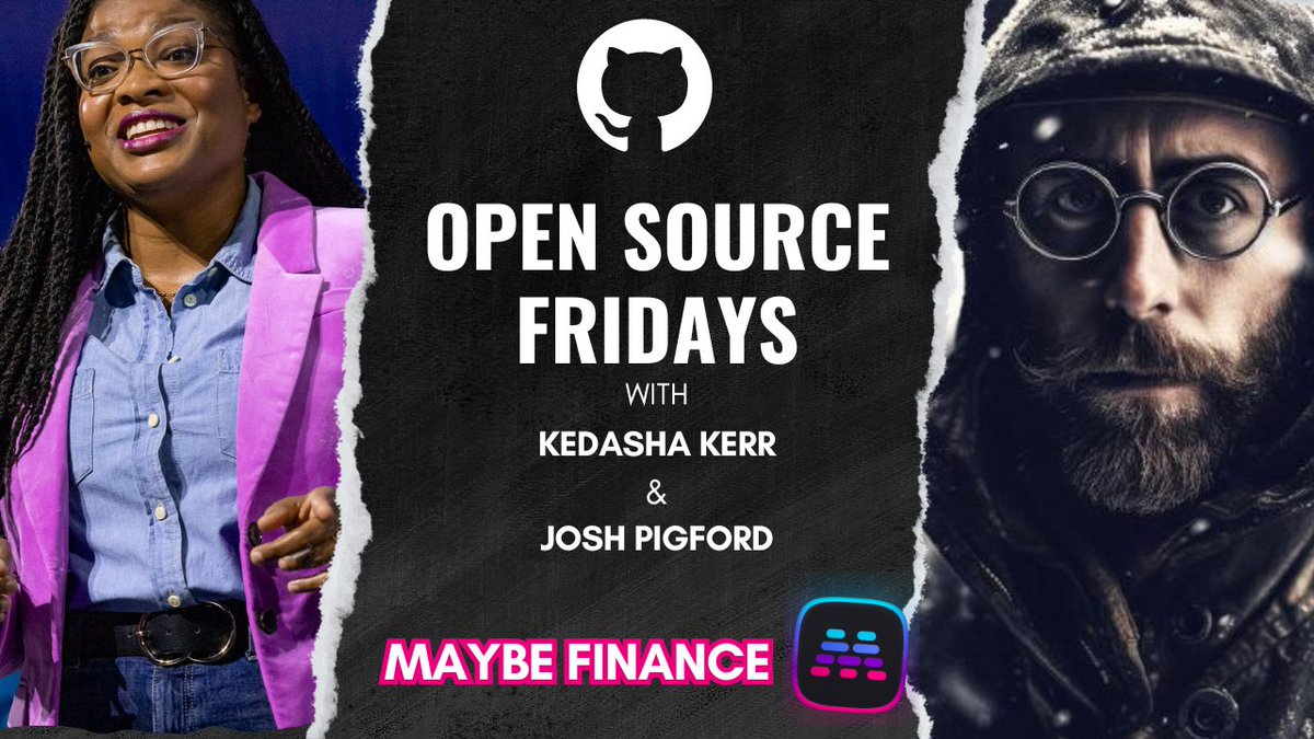 Join us for #OpenSourceFriday to talk all things personal finance and wealth management with @maybe and @Shpigford!
Hosted by @itsthatladydev ✨

Bring your questions and your curiosity. 💥
Friday, January 19, 2024, 1pm EST 
📺 LIVE: gh.io/maybefinance