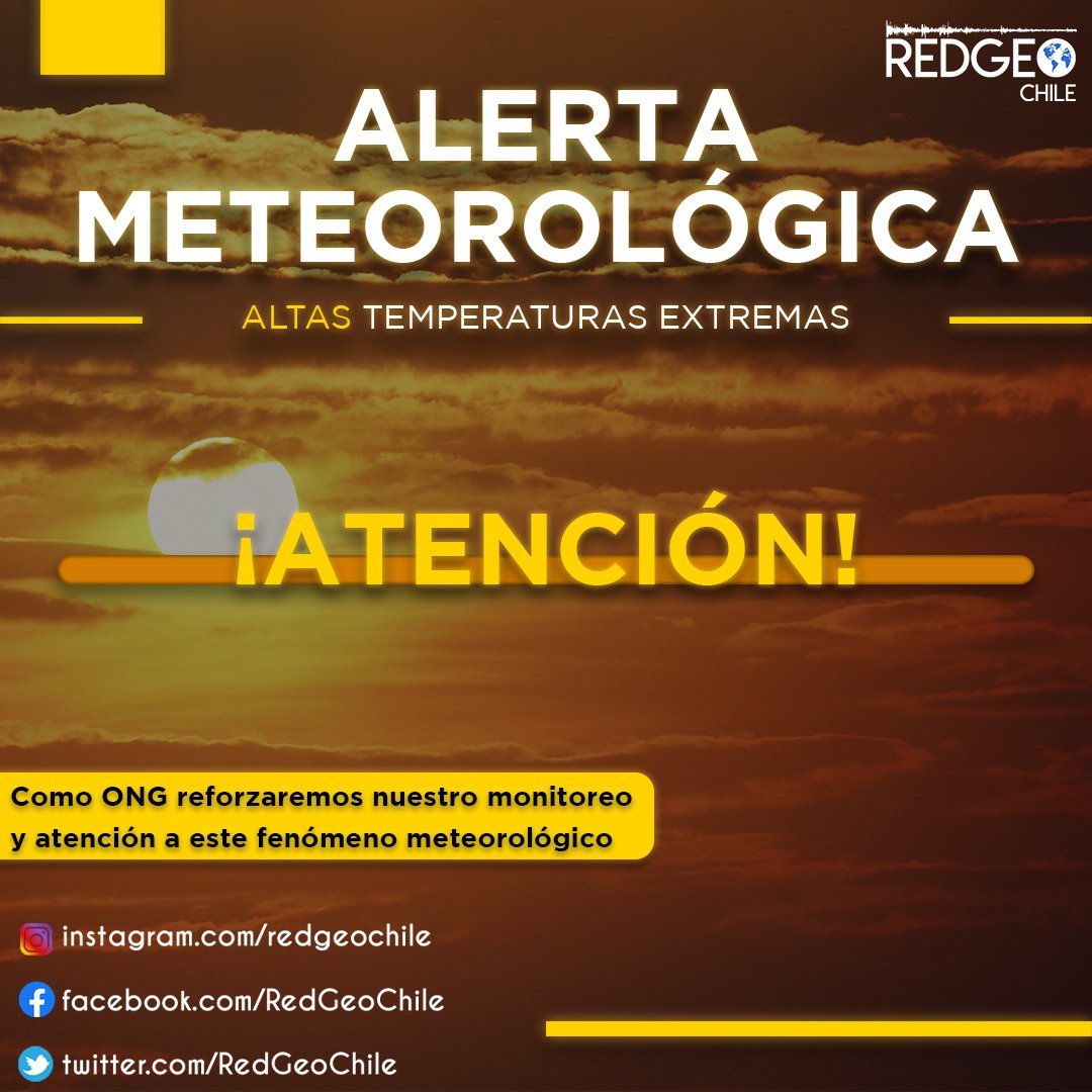 ALERTA METEOROLÓGICA 🟠 ⚠️ Evento de altas temperaturas extremas. 

La <a href="/meteochile_dmc/">MeteoChile</a> indicó que durante el día de mañana, viernes 19 de enero, se registrará un evento de altas temperaturas extremas 🌡️ para las regiones de Valparaíso, Metropolitana y O'Higgins.