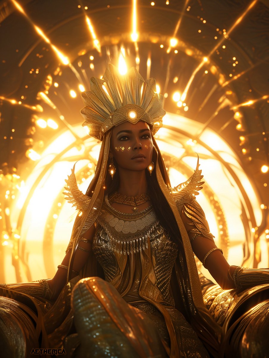 AethericaX's tweet photo. Character: Solar Empress
"Behold the Helios Cores, my subjects, our eternal lights in the darkness, the sovereign force that binds our destiny and powers the machines."
World: #HeliosOne | #Worldbuilding | #MidjourneyV6 | #ConceptArt