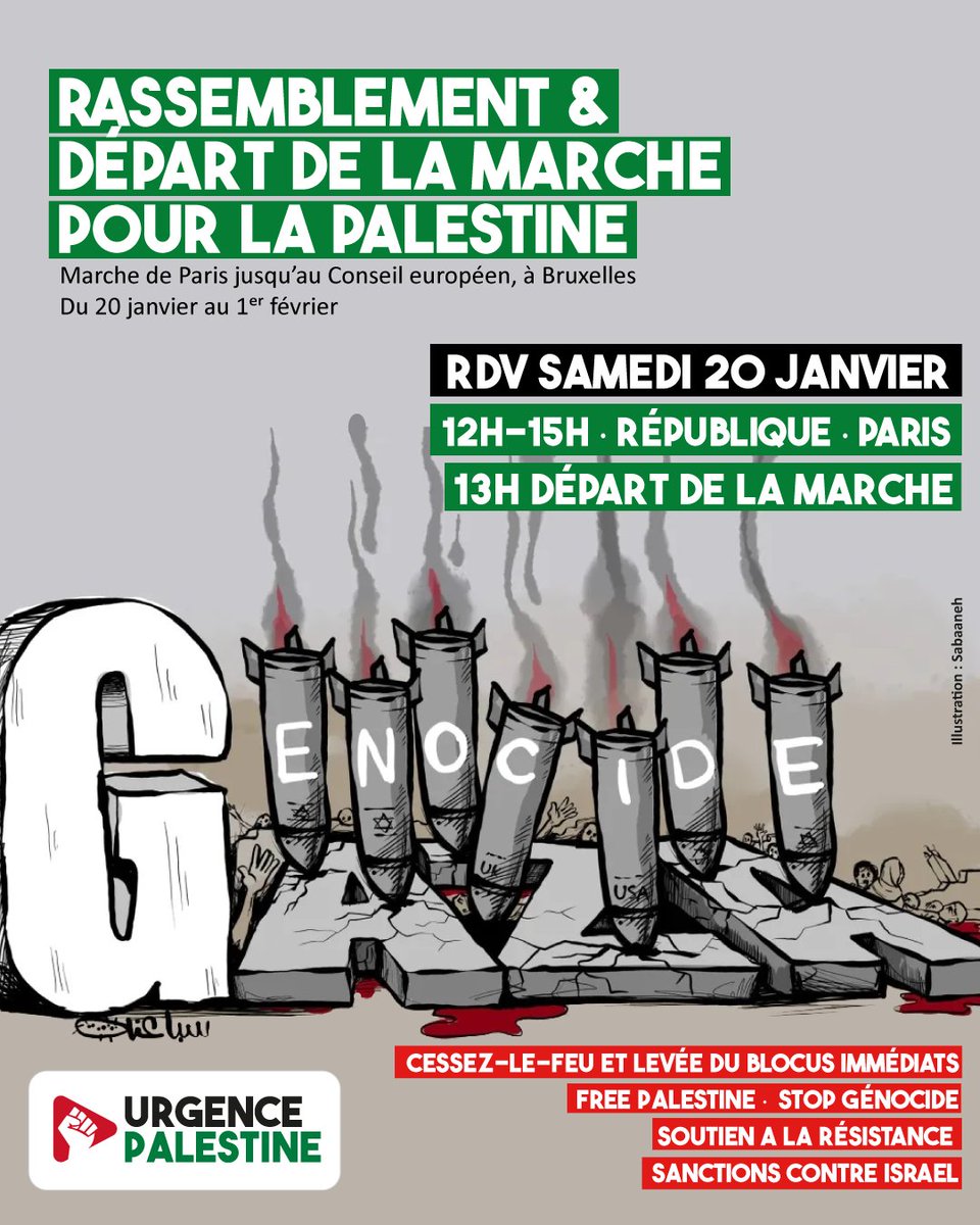 Paris_luttes's tweet photo. [MAJ] Rassemblement et marche pour la Palestine samedi 20 janvier https://t.co/L6Y7h6hBSY https://t.co/MT9srbfNNy