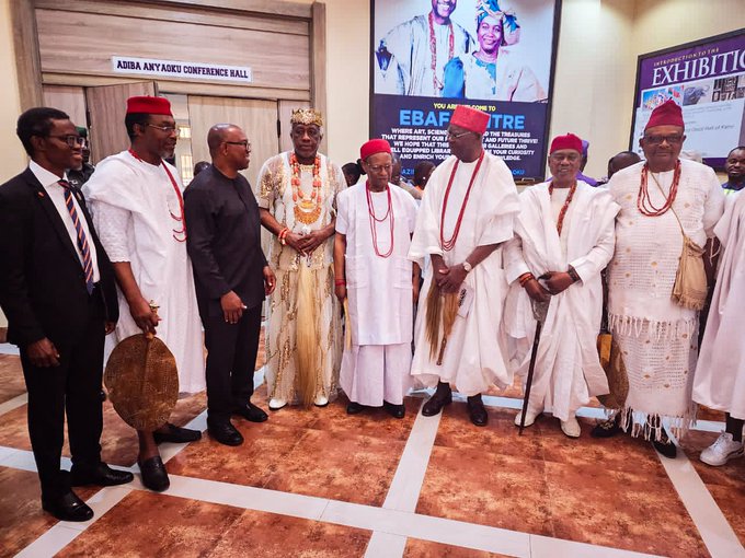 Peter Obi joins a group photo with Chief Anyaoku, attendees, and dignitaries