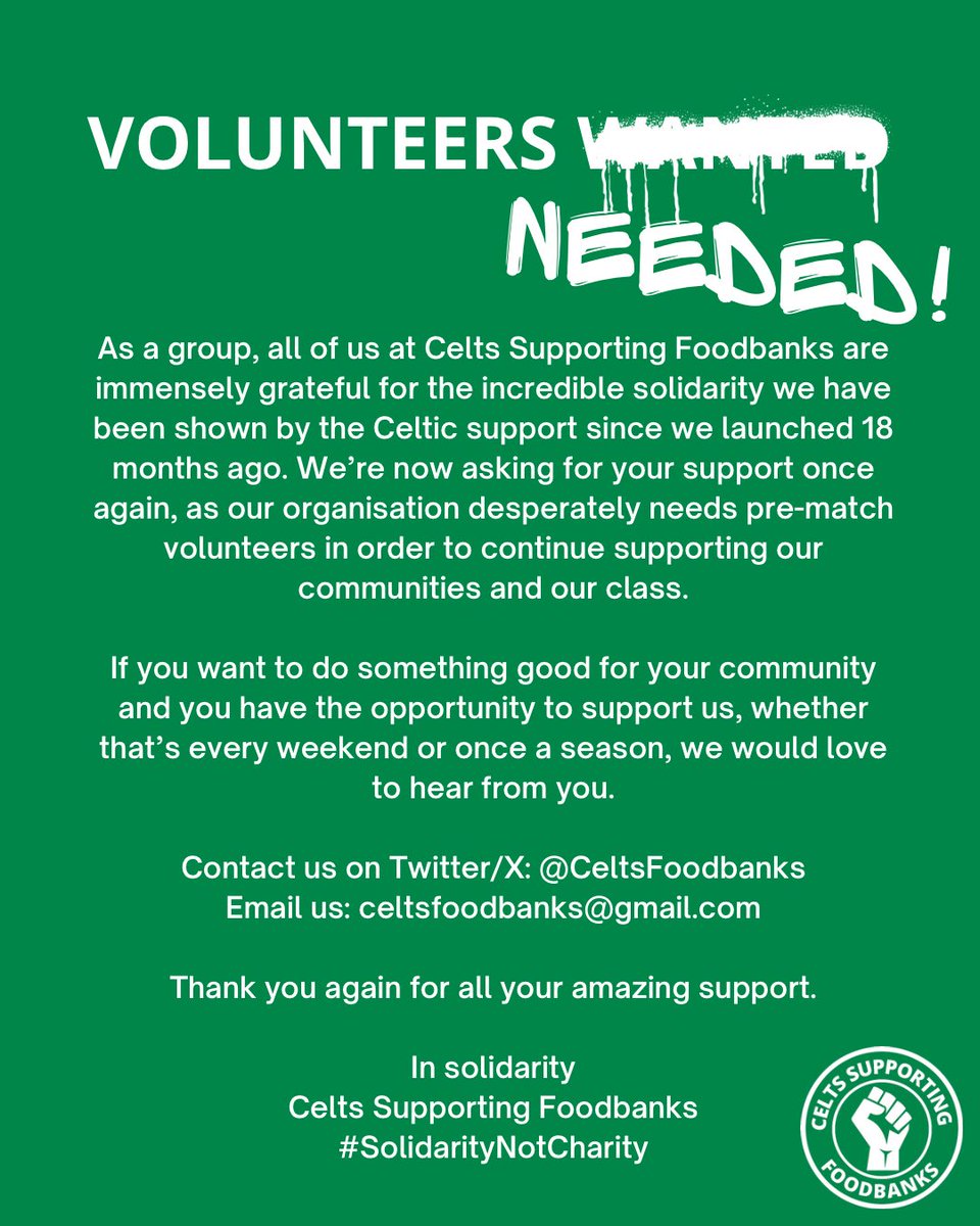 A wee message from us. Hate asking for more than we already do but needs must. Please give it a share and if you can support us or think you might be able to, then please get in touch!

#SolidarityNotCharity