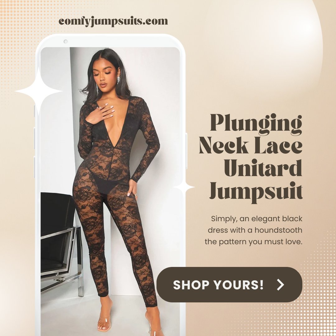 Dive into elegance with our Plunging Neck Lace Unitard Jumpsuit! ✨👗 Elevate your fashion game with this chic and stylish jumpsuit featuring a plunging neckline and lace details. 
Shop Now: comfyjumpsuits.com/collections/al…
#LaceUnitardJumpsuit #PlungingNeckline