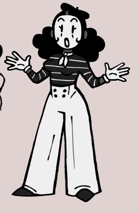 revisitng my mime and giving her longer pants ehehe