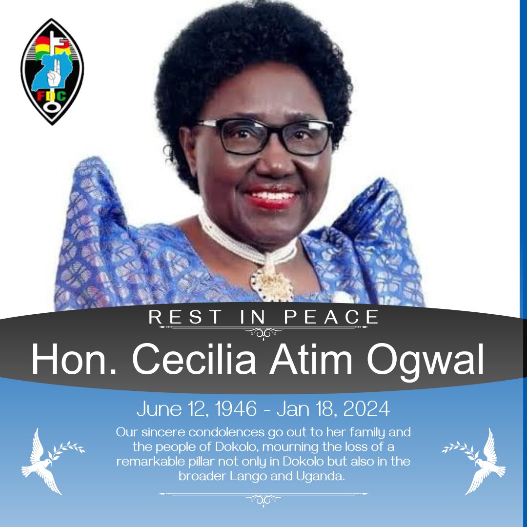 TENTATIVE FUNERAL PROGRAMME FOR HON CECILIA ATIM OGWAL Mourners will be gathering at the late Hon Cecilia Ogwal's home in Bugolobi, Kampala, Adok, Dokolo District, Lira City and Alito, Kole District awaiting arrival of the body. DAY 1 : Body arrives at Entebbe and departs for…