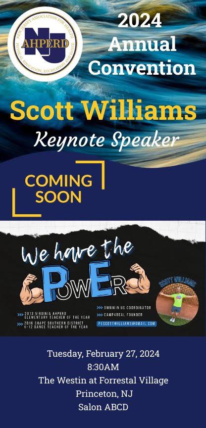 🚨📣Tuesday Keynote📣🚨NJAHPERD is proud to announce that our 2024 Annual Convention will have Scott Williams as our Tuesday Keynote Speaker.  <a href="/PEScottWilliams/">Scott Williams</a> will share “We Have The Power💪” at our General Session of the 2024 <a href="/SHAPENJ/">NJAHPERD</a> Annual Convention on Feb. 27th. #PhysEd RT