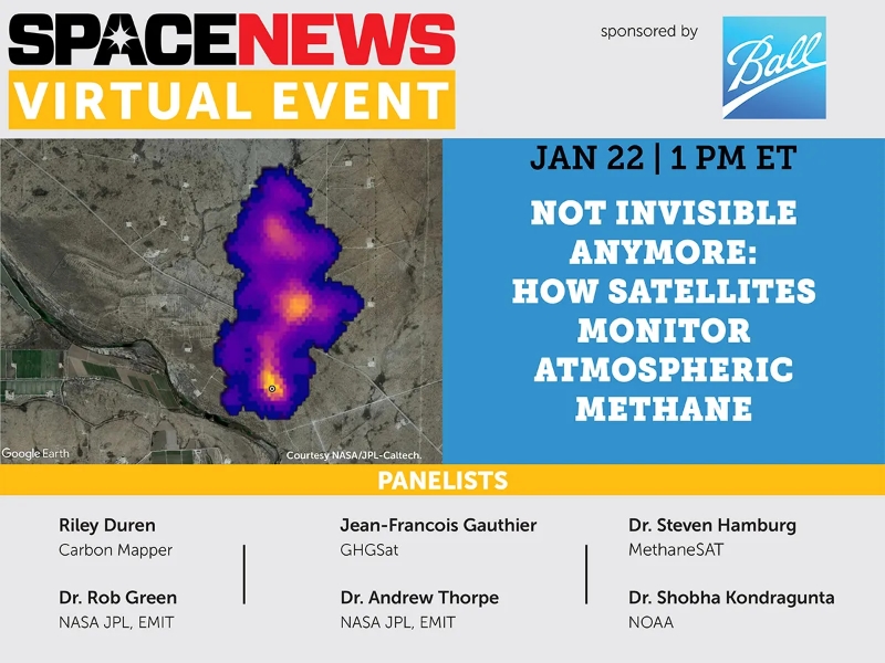 Free Virtual Webinar – 🌎 Not Invisible Anymore: How satellites monitor atmospheric methane. We’ll discuss this with experts from NASA, NOAA, Carbon Mapper, GHGSat and MethaneSAT. spacenews.com/virtual-event-… #EarthObservation #GreenhouseGases #EmissionReduction