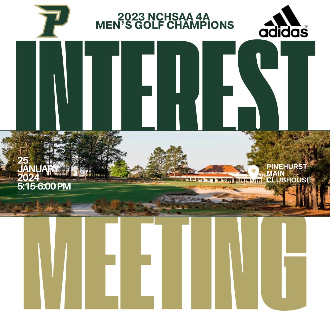 🚨 ATTENTION 🚨

Are you interested in playing golf for the Pinecrest High School Men’s Golf Team? There will be an interest meeting on January 25, 2024 at the Pinehurst Main Clubhouse from 5:15-6:00pm. We look forward to seeing you there! #PCPR1DE