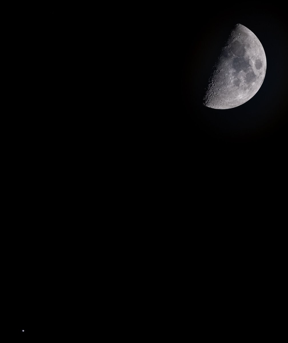 The Moon and Jupiter tonight. 18/01/2024. Nikon D750, 600mm, f6.3, ISO100, 1/100 sec. <a href="/skyatnightmag/">BBC Sky at Night Magazine</a> <a href="/AstronomyNow/">Astronomy Now</a> <a href="/AstronomyMag/">Astronomy Magazine</a> #Moon #Jupiter #astronomy #solarsystem #space