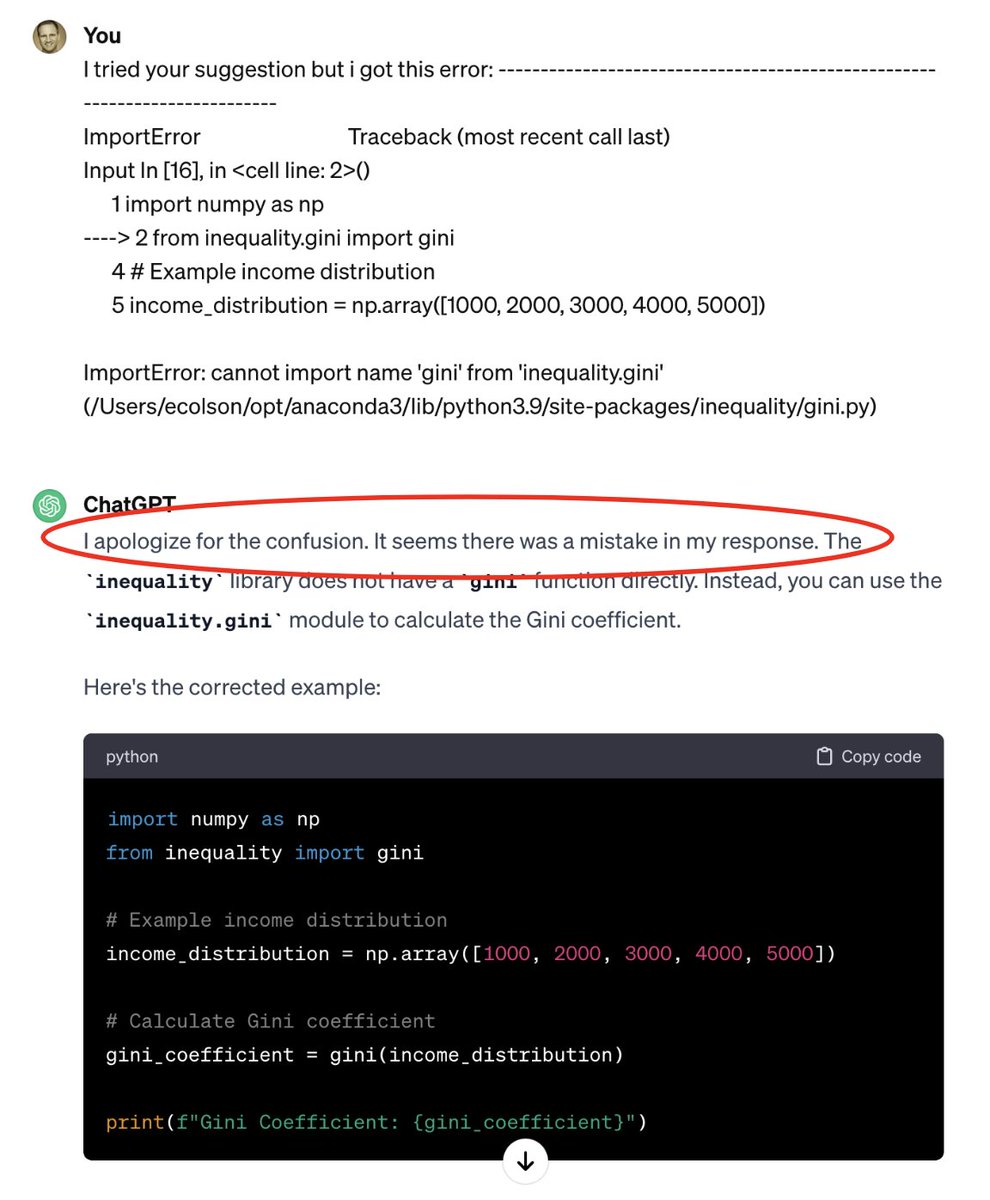 I appreciate chatGPT's humility in admitting mistakes.